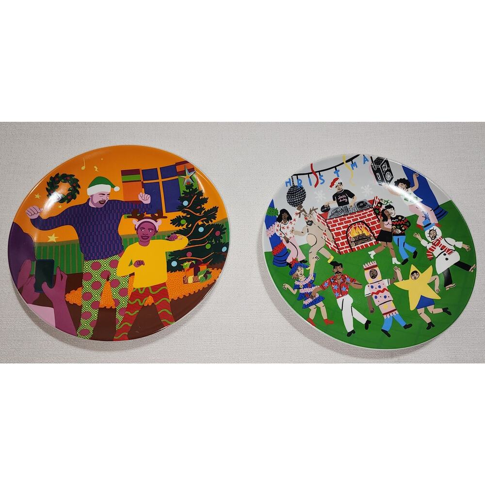 Wondershop Christmas illustrated plate set of two-stoneware